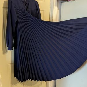 Vtg & Rare Gorgeous Blue Designer 1950s Pleated Full Circle Swing Coat EXC Cond!